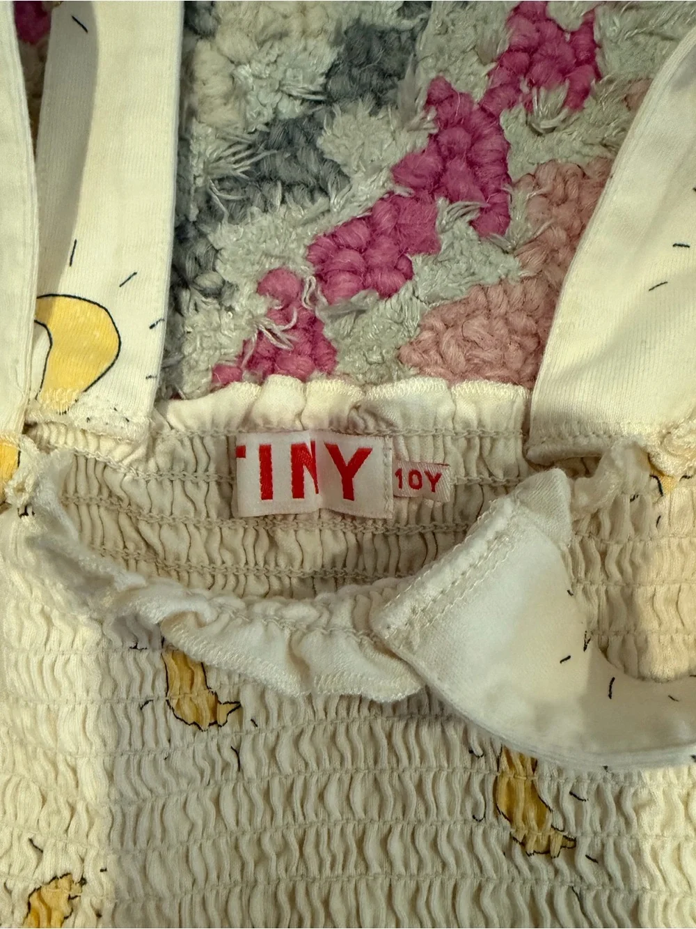 Tinycottons Beige Moon Print Smocked Kids Dress
